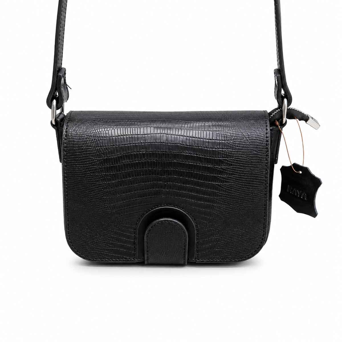 raya-anahita-black-(2) کیف دوشی چرم طبیعی زنانه مشکی رایا چرم مدل آناهیتا